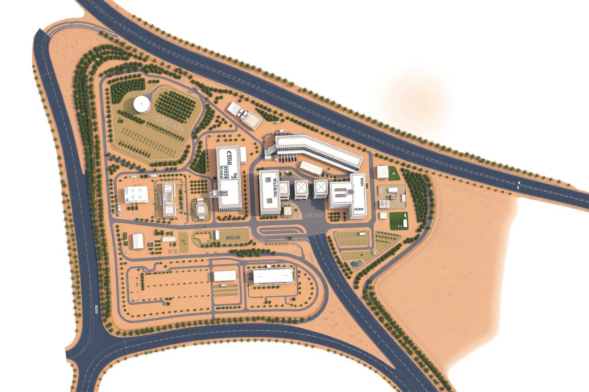 Architectural masterplan illustration of the Suuq Al-Madina economic ecosystem