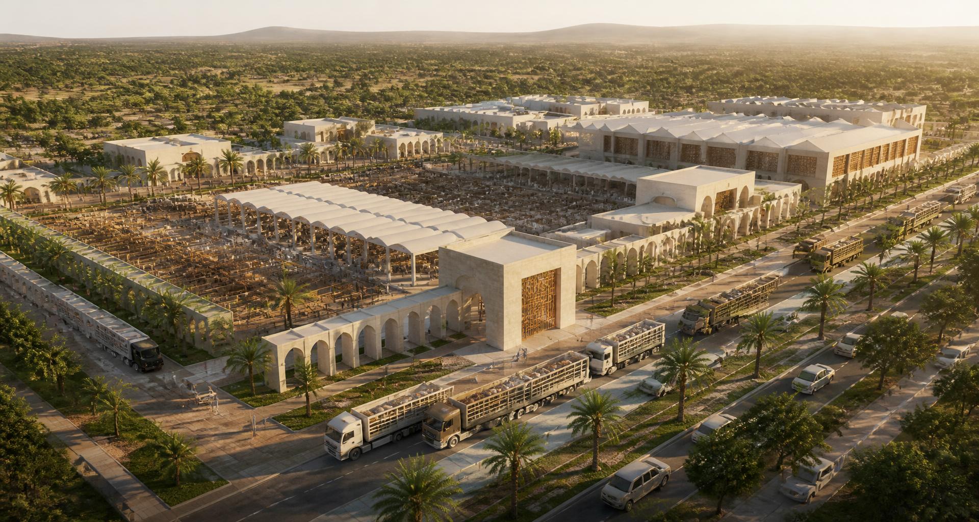 Aerial visualization of the Suuq Al-Madina livestock district