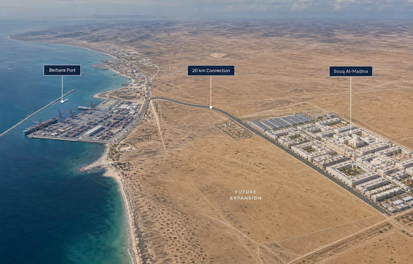 Strategic location map: Berbera Port to Suuq Al-Madina